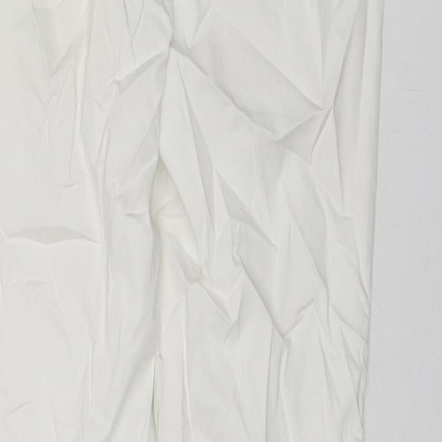 Marks and Spencer Womens White Cotton Chino Trousers Size 10 L23 in Regular Zip