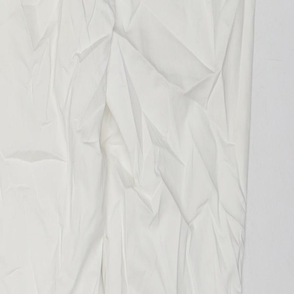 Marks and Spencer Womens White Cotton Chino Trousers Size 10 L23 in Regular Zip