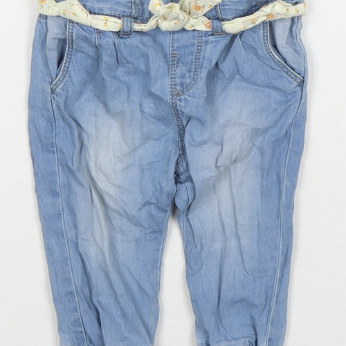 Zara Girls Blue Cotton Jogger Jeans Size 6-9 Months Pullover