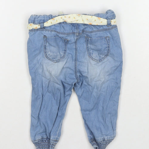 Zara Girls Blue Cotton Jogger Jeans Size 6-9 Months Pullover