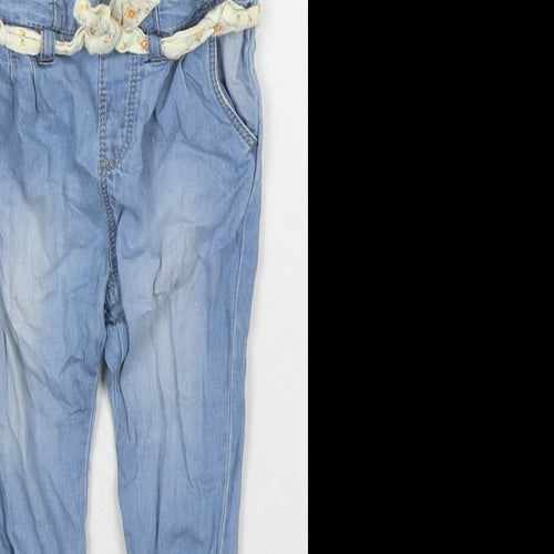 Zara Girls Blue Cotton Jogger Jeans Size 6-9 Months Pullover