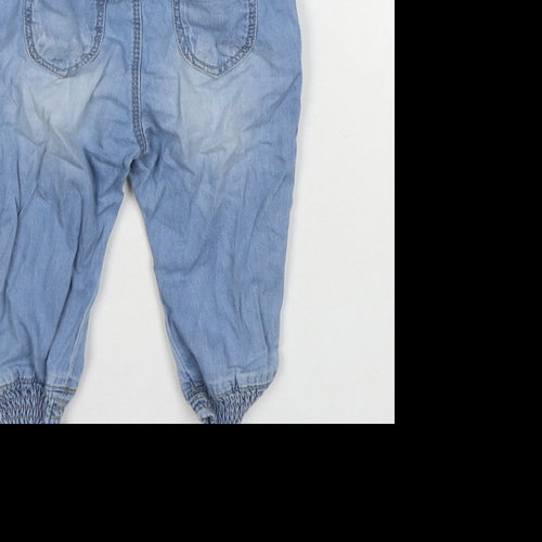Zara Girls Blue Cotton Jogger Jeans Size 6-9 Months Pullover