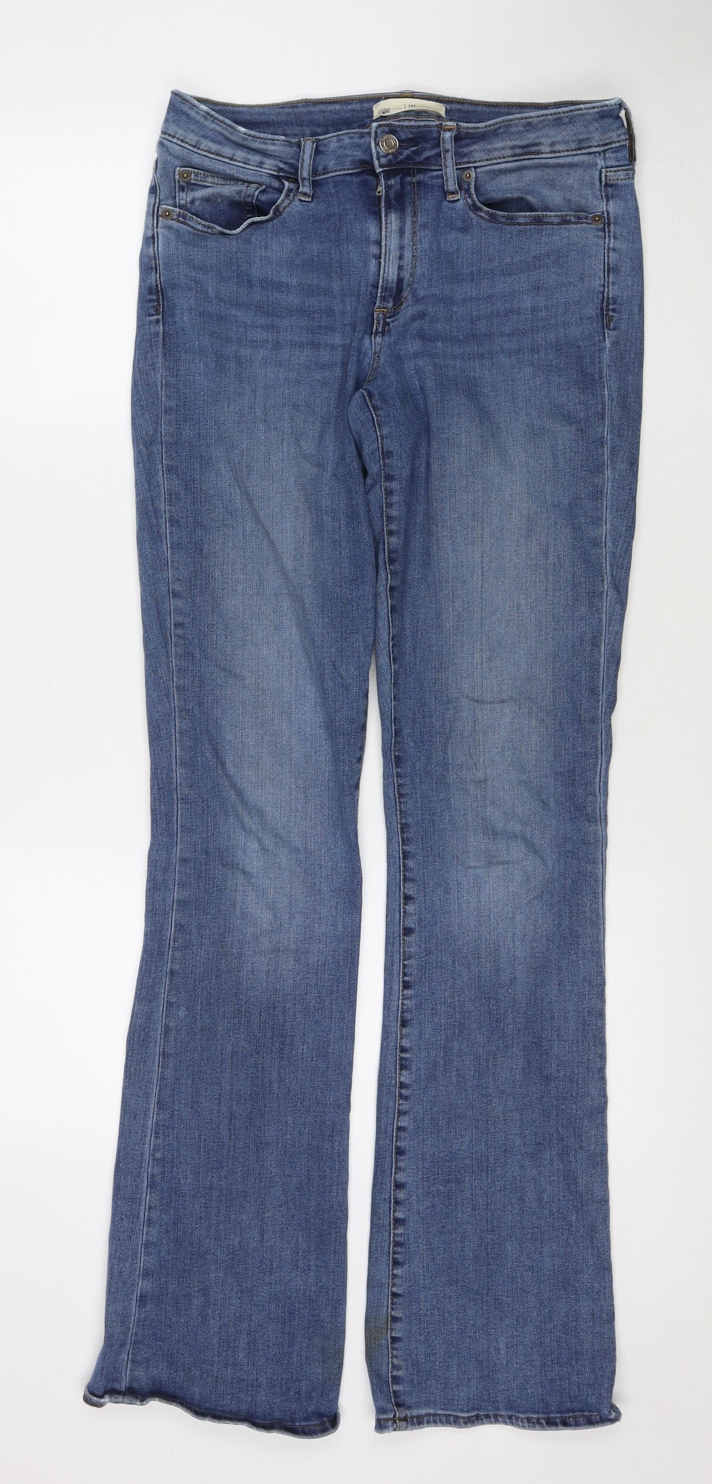 Gap Womens Blue Cotton Bootcut Jeans Size 30 in L34 in Regular Zip