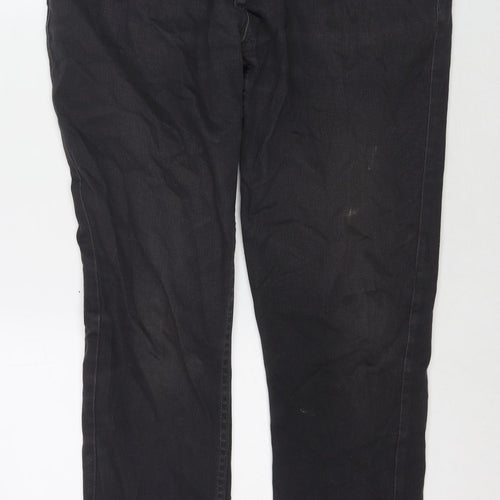 Denim & Co. Womens Black Polyester Blend Straight Jeans Size 34 in L30 in Regular Zip