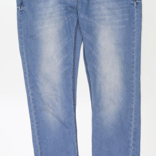 Denim & Co. Womens Blue Cotton Cropped Jeans Size 32 in L24 in Regular Zip
