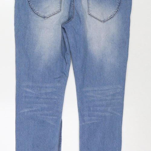 Denim & Co. Womens Blue Cotton Cropped Jeans Size 32 in L24 in Regular Zip