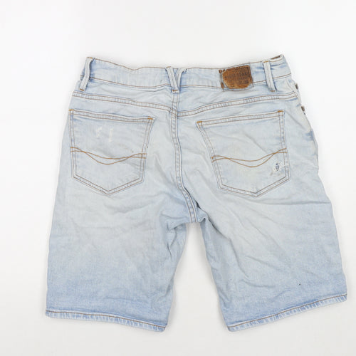 Pull&Bear Womens Blue Cotton Mom Shorts Size 14 L9 in Regular Zip