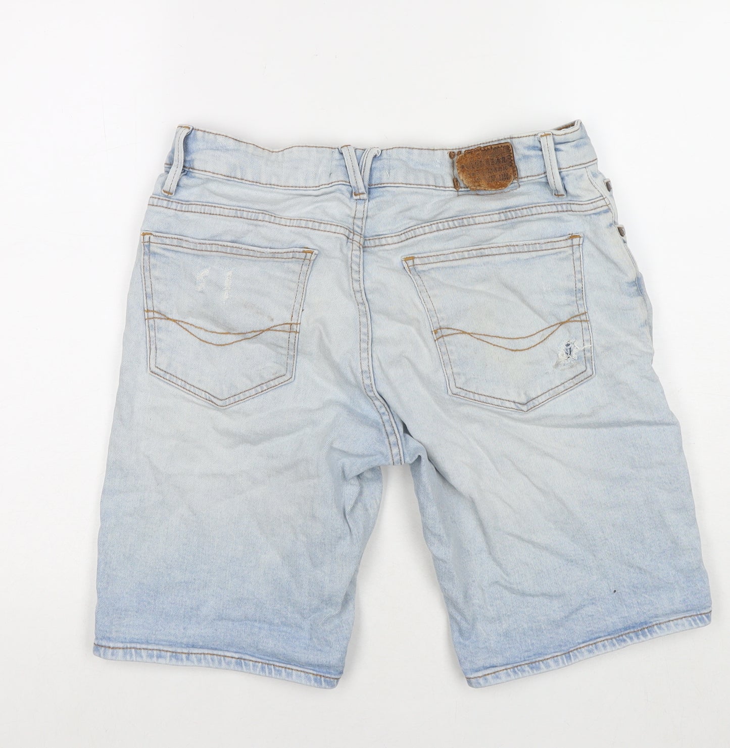 Pull&Bear Womens Blue Cotton Mom Shorts Size 14 L9 in Regular Zip