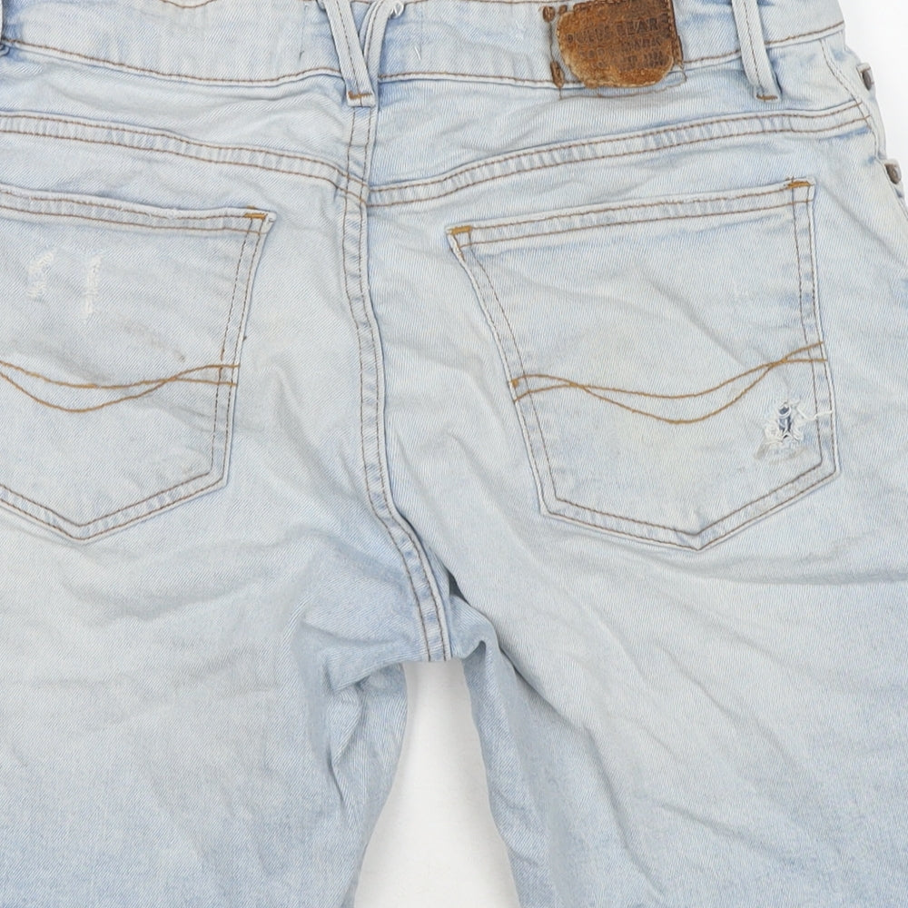 Pull&Bear Womens Blue Cotton Mom Shorts Size 14 L9 in Regular Zip