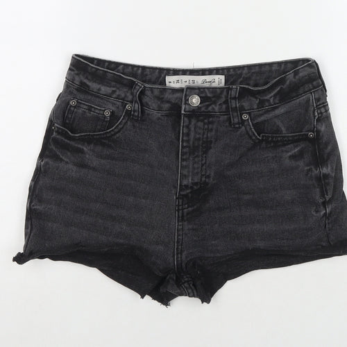 Denim & Co. Womens Black Cotton Hot Pants Shorts Size 8 L3 in Regular Zip