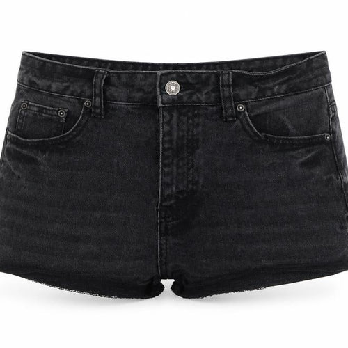 Denim & Co. Womens Black Cotton Hot Pants Shorts Size 8 L3 in Regular Zip