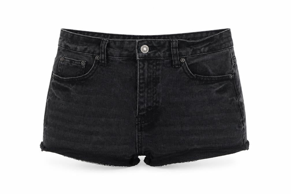 Denim & Co. Womens Black Cotton Hot Pants Shorts Size 8 L3 in Regular Zip