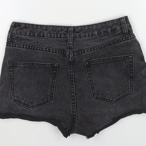 Denim & Co. Womens Black Cotton Hot Pants Shorts Size 8 L3 in Regular Zip