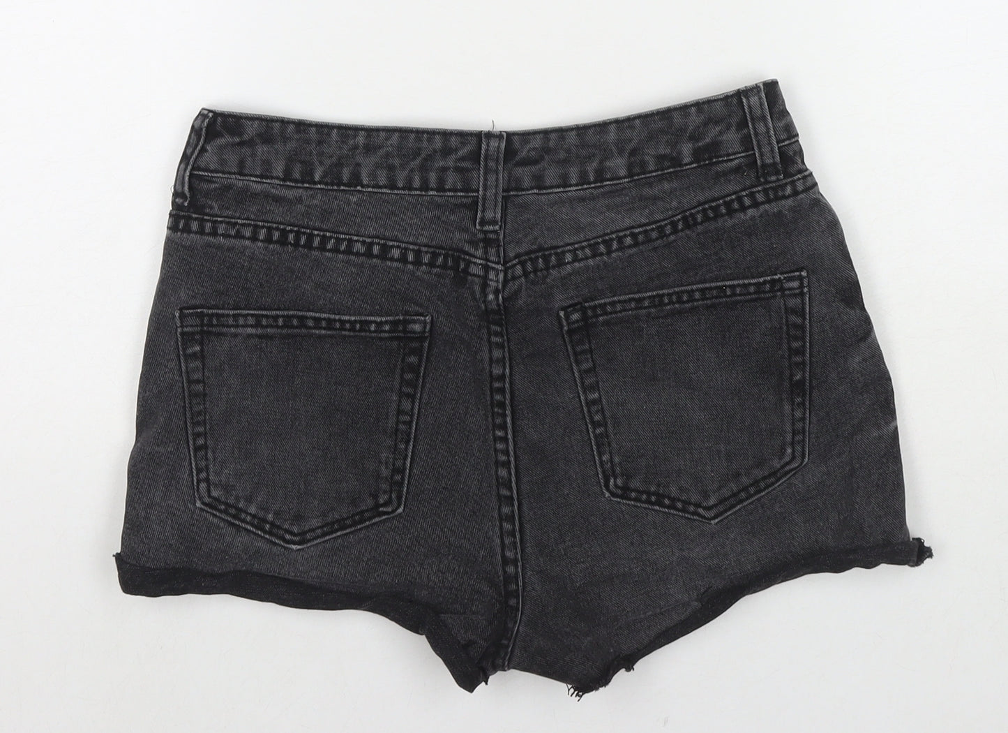 Denim & Co. Womens Black Cotton Hot Pants Shorts Size 8 L3 in Regular Zip