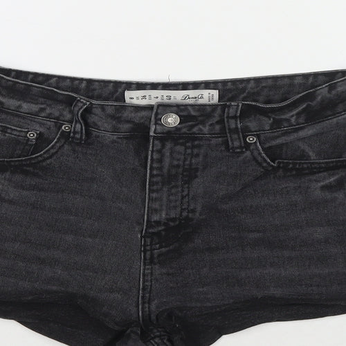 Denim & Co. Womens Black Cotton Hot Pants Shorts Size 8 L3 in Regular Zip