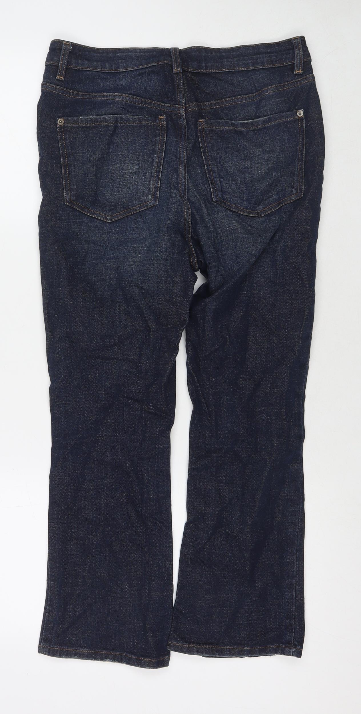 Marks and Spencer Womens Blue Cotton Cropped Jeans Size 10 L24 in Regular Zip
