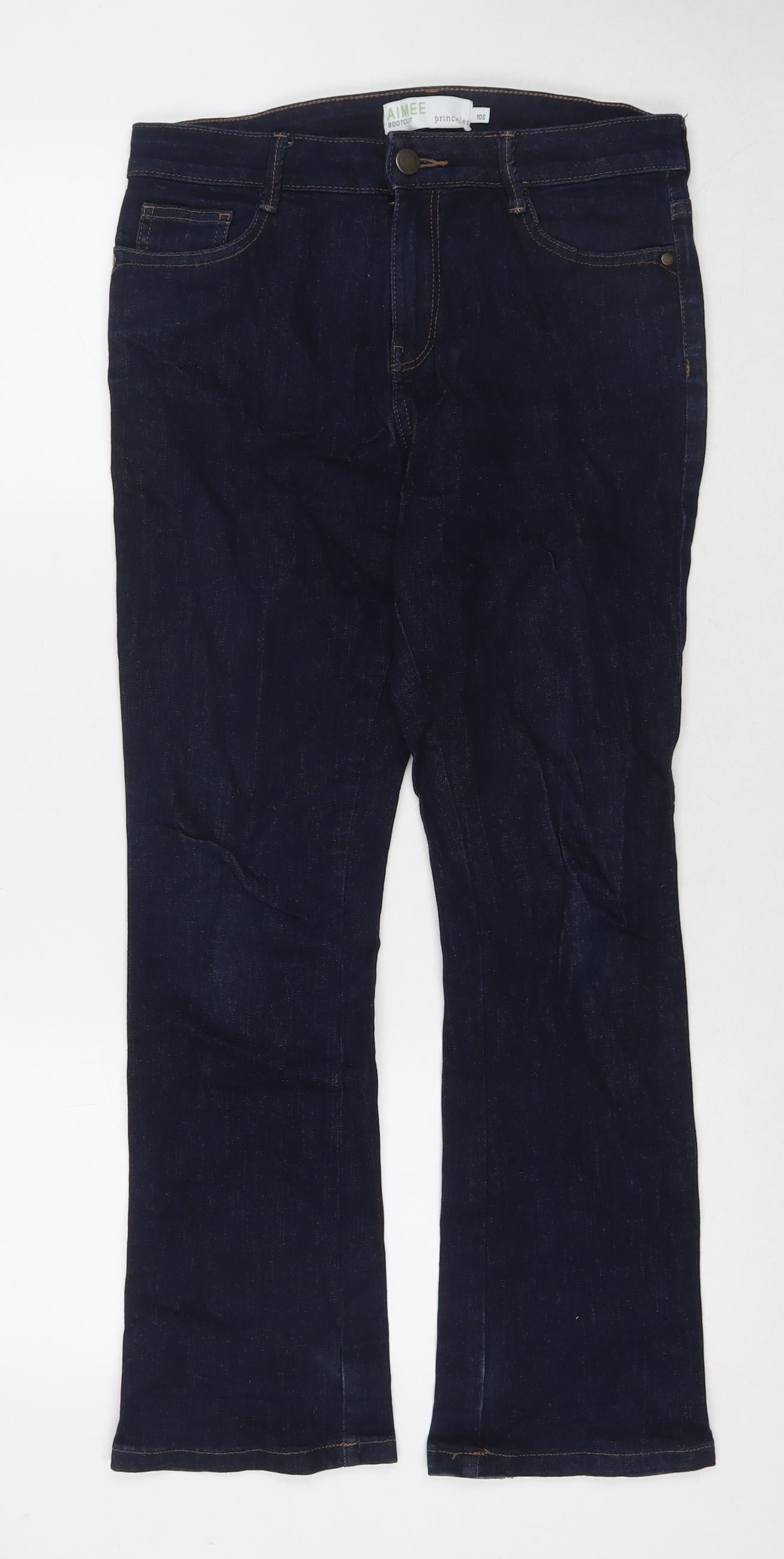 Principles Womens Blue Cotton Bootcut Jeans Size 10 L26 in Regular Zip