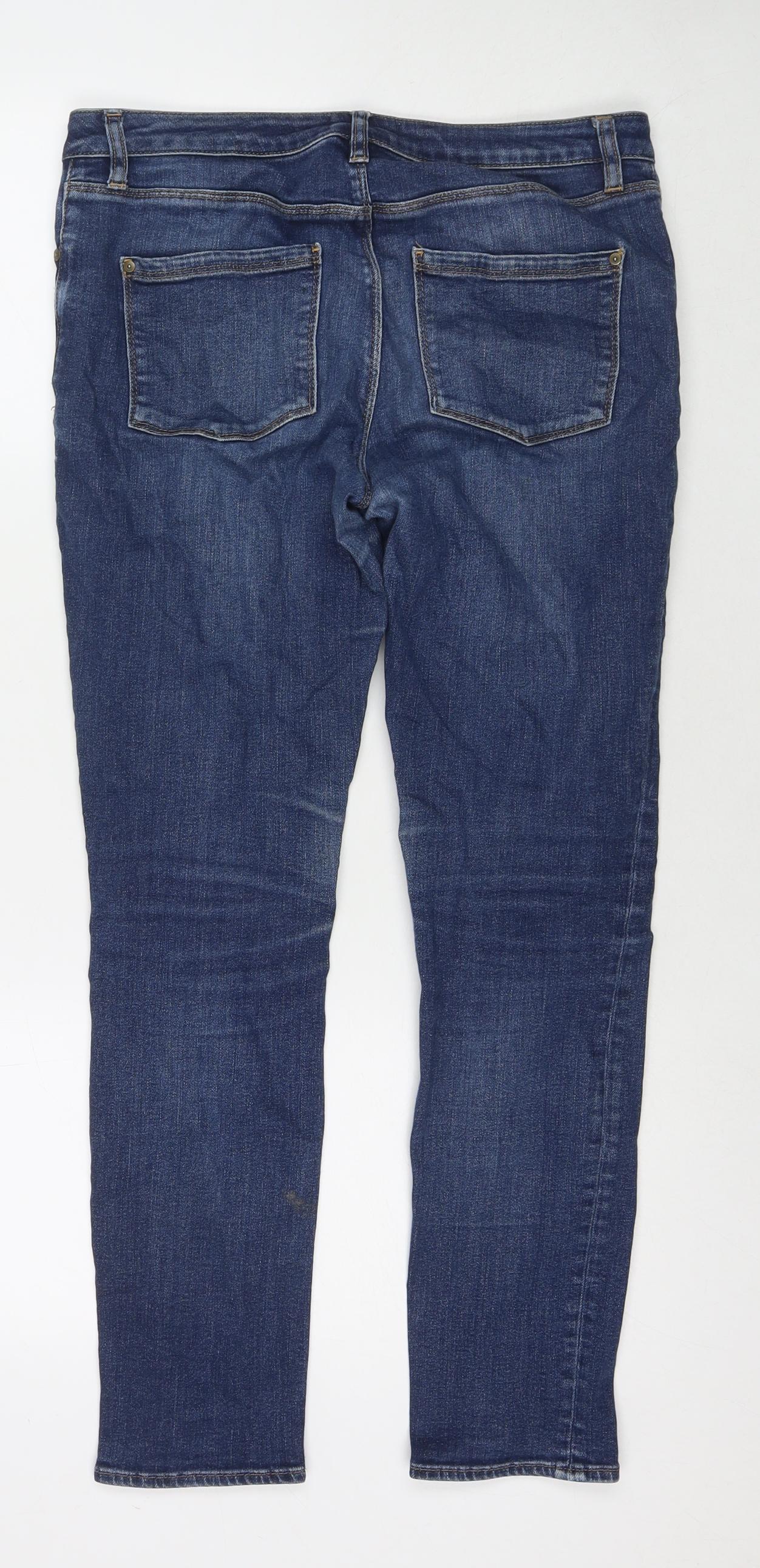Warehouse Womens Blue Polyester Blend Skinny Jeans Size 10 L28 in Regular Zip