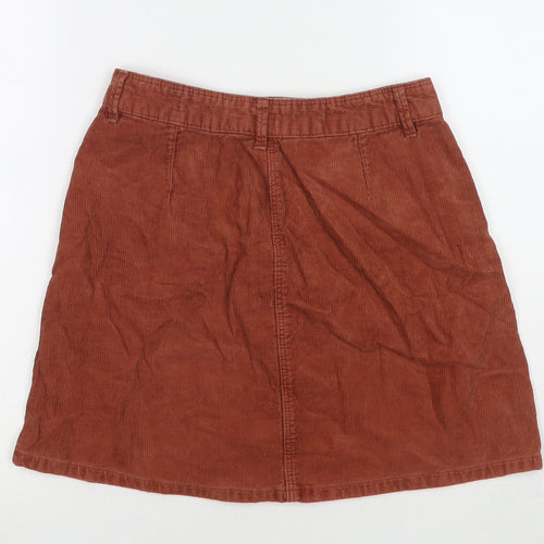 Sfera Womens Brown Cotton A-Line Skirt Size M Button