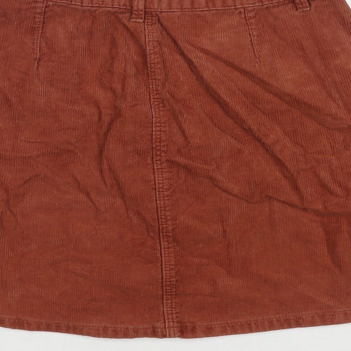 Sfera Womens Brown Cotton A-Line Skirt Size M Button