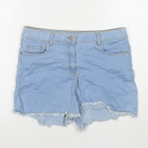 PEP&CO Womens Blue Cotton Cut-Off Shorts Size 10 L3 in Regular Zip