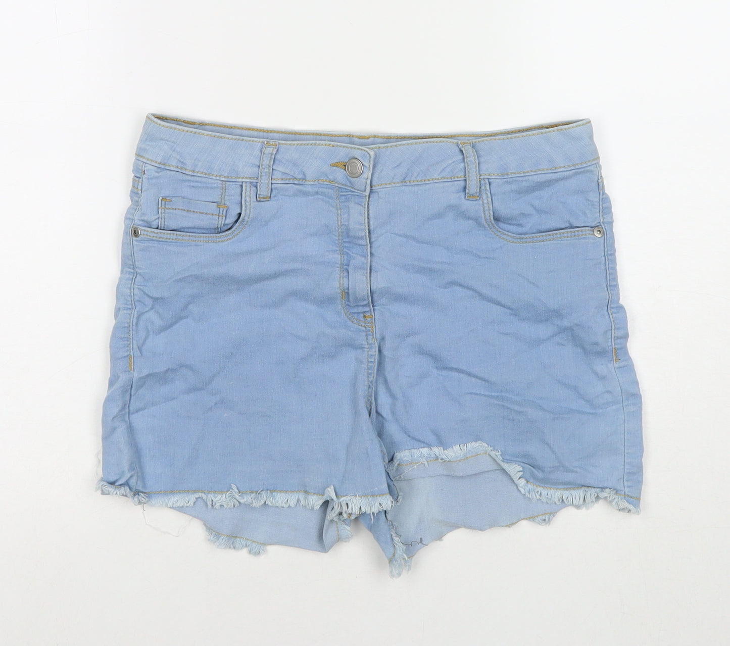 PEP&CO Womens Blue Cotton Cut-Off Shorts Size 10 L3 in Regular Zip