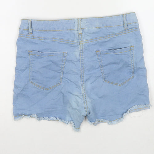 PEP&CO Womens Blue Cotton Cut-Off Shorts Size 10 L3 in Regular Zip