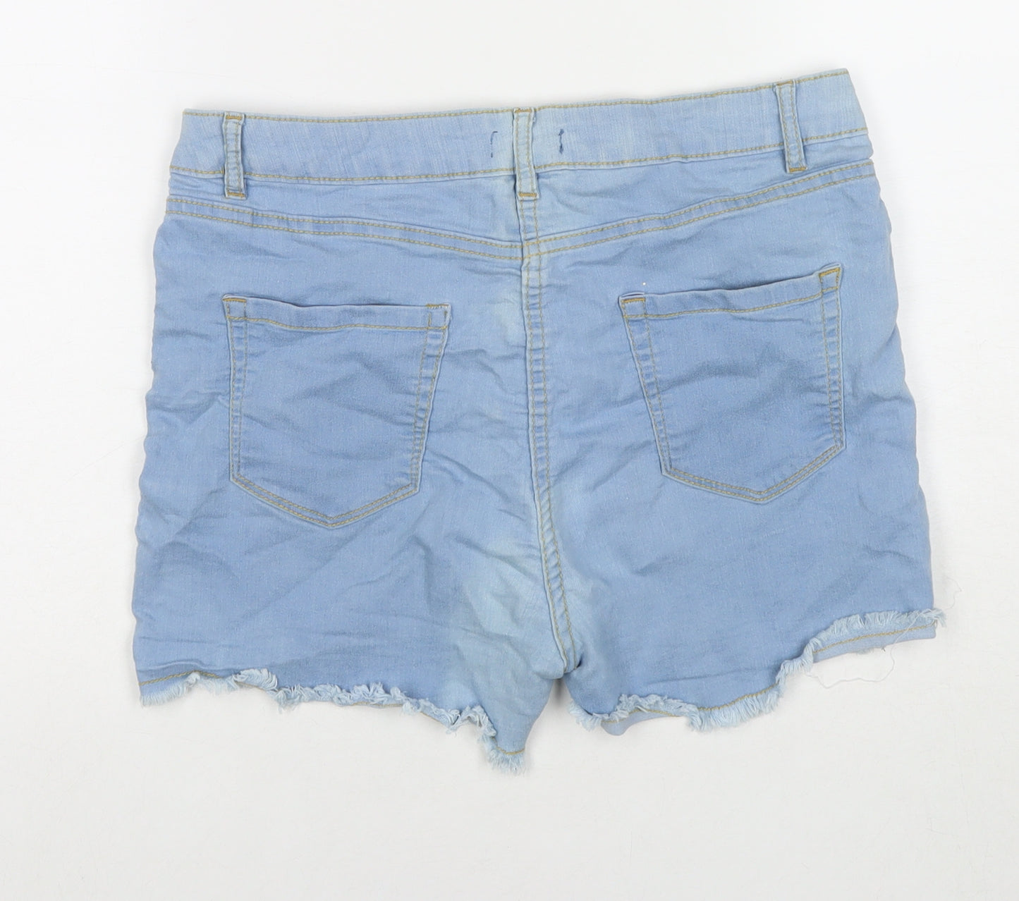 PEP&CO Womens Blue Cotton Cut-Off Shorts Size 10 L3 in Regular Zip