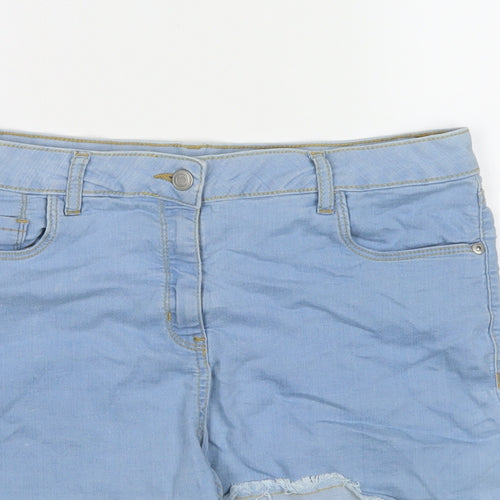 PEP&CO Womens Blue Cotton Cut-Off Shorts Size 10 L3 in Regular Zip