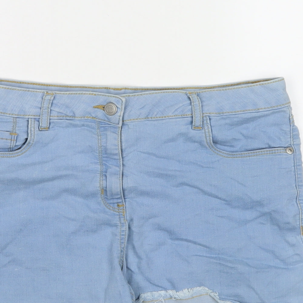 PEP&CO Womens Blue Cotton Cut-Off Shorts Size 10 L3 in Regular Zip