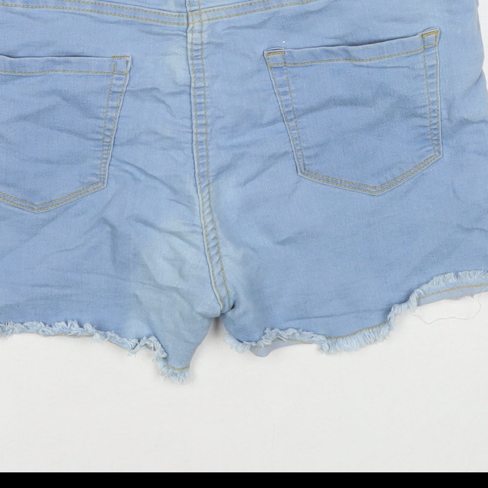 PEP&CO Womens Blue Cotton Cut-Off Shorts Size 10 L3 in Regular Zip