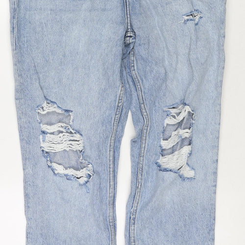 Denim & Co. Womens Blue Cotton Straight Jeans Size 14 L30 in Regular Zip