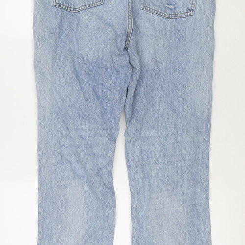 Denim & Co. Womens Blue Cotton Straight Jeans Size 14 L30 in Regular Zip