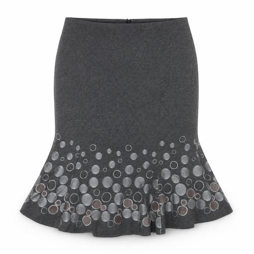 Gerard Womens Grey Polka Dot Wool Trumpet Skirt Size 22 Zip