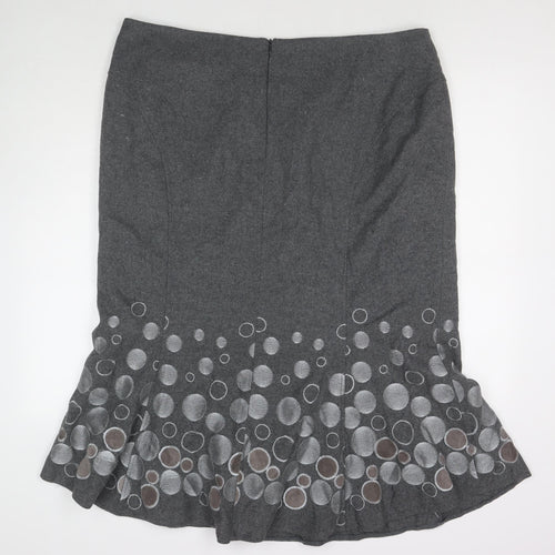 Gerard Womens Grey Polka Dot Wool Trumpet Skirt Size 22 Zip