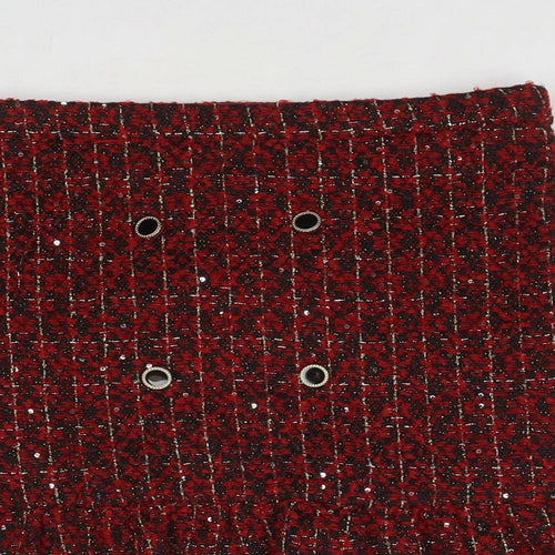 Matalan Girls Red Check Polyester Pettiskirt Skirt Size 13 Years Regular Zip - Sequin Detail