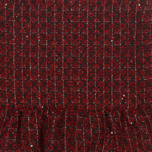 Matalan Girls Red Check Polyester Pettiskirt Skirt Size 13 Years Regular Zip - Sequin Detail