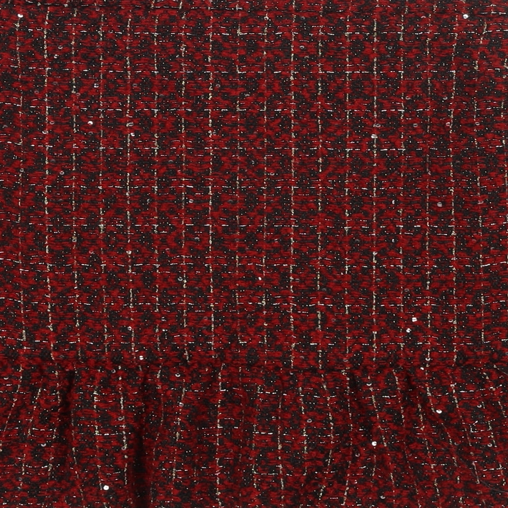 Matalan Girls Red Check Polyester Pettiskirt Skirt Size 13 Years Regular Zip - Sequin Detail