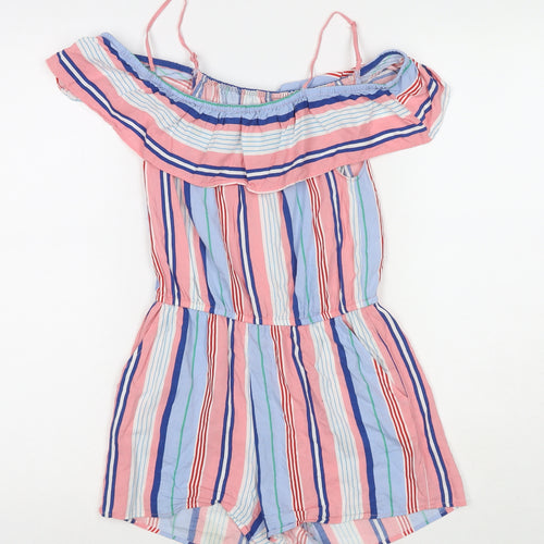 H&M Girls Multicoloured Striped Viscose Playsuit One-Piece Size 11-12 Years L3 in Pullover