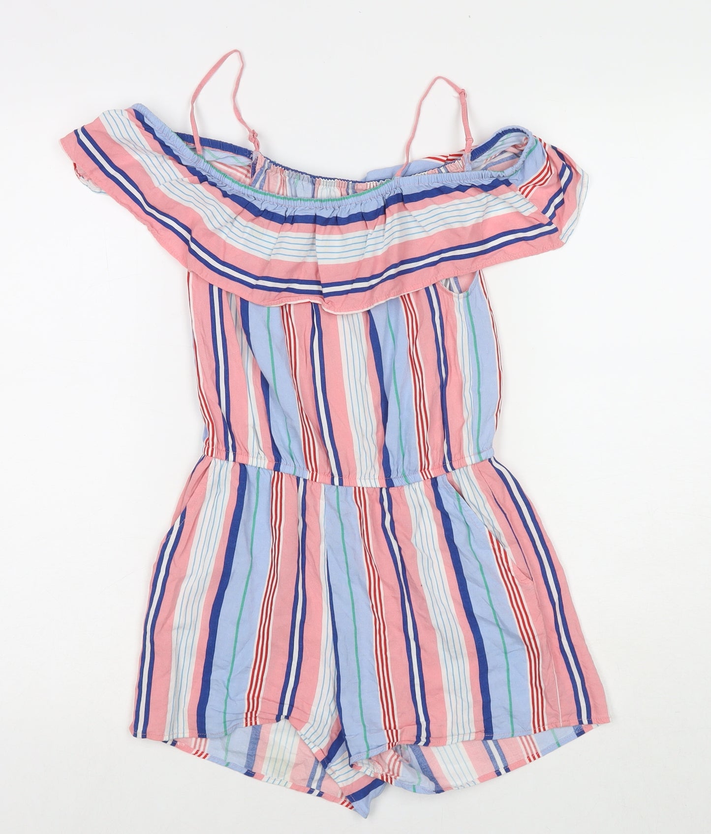 H&M Girls Multicoloured Striped Viscose Playsuit One-Piece Size 11-12 Years L3 in Pullover
