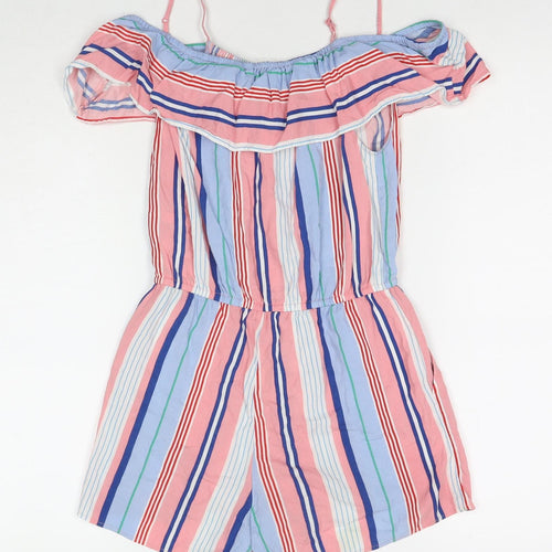 H&M Girls Multicoloured Striped Viscose Playsuit One-Piece Size 11-12 Years L3 in Pullover