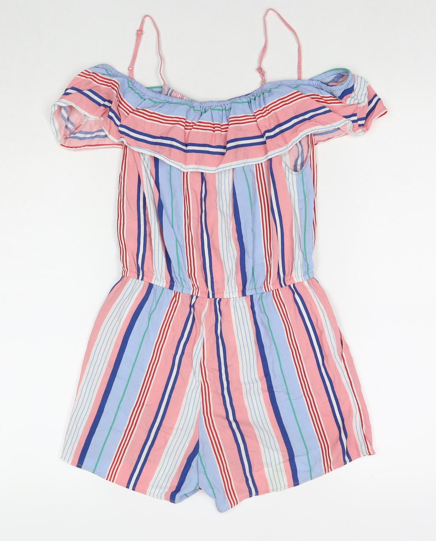 H&M Girls Multicoloured Striped Viscose Playsuit One-Piece Size 11-12 Years L3 in Pullover