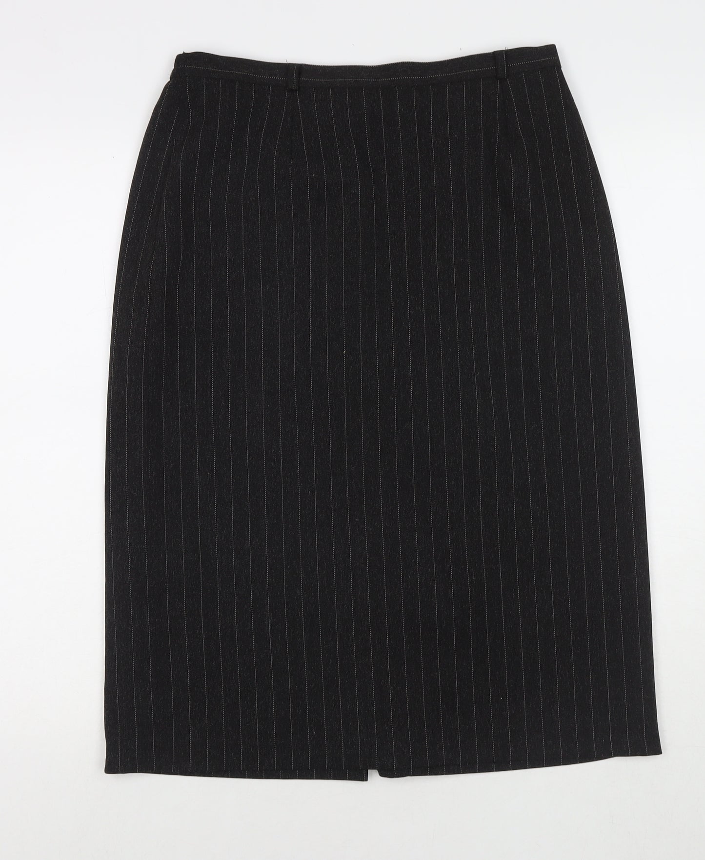 EWM Womens Black Striped Polyester Straight & Pencil Skirt Size 14 Zip