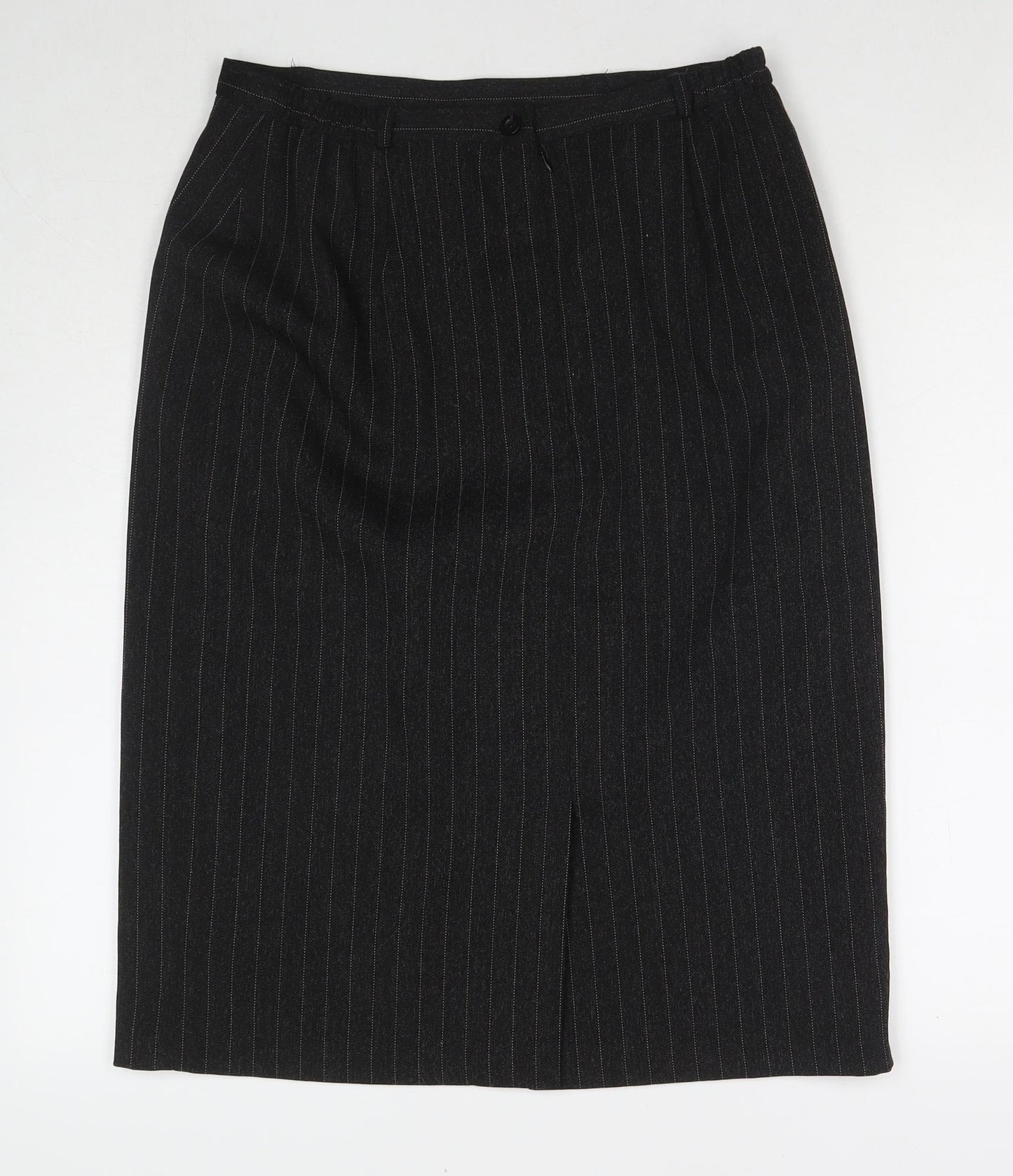 EWM Womens Black Striped Polyester Straight & Pencil Skirt Size 14 Zip