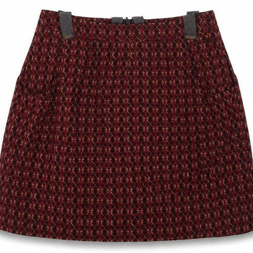 Camaieu Womens Red Geometric Polyester Skater Skirt Size 28 in Zip
