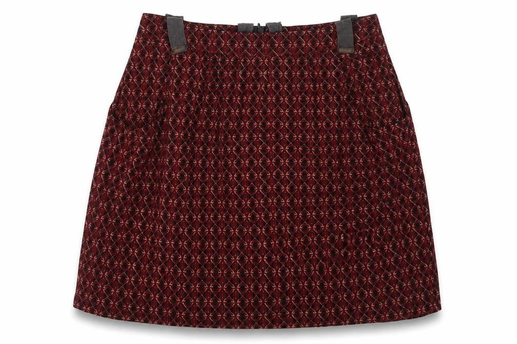 Camaieu Womens Red Geometric Polyester Skater Skirt Size 28 in Zip