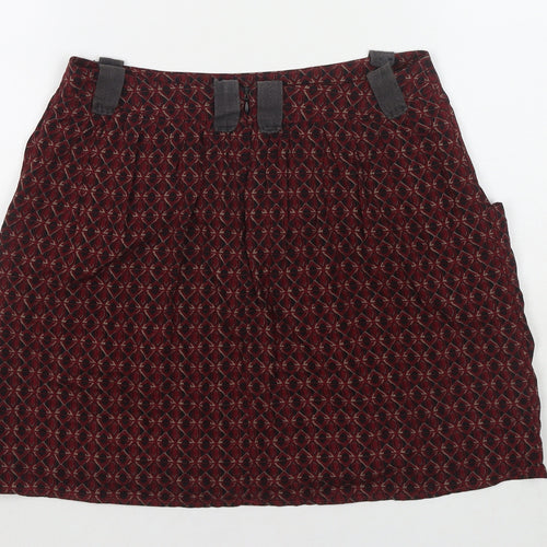 Camaieu Womens Red Geometric Polyester Skater Skirt Size 28 in Zip