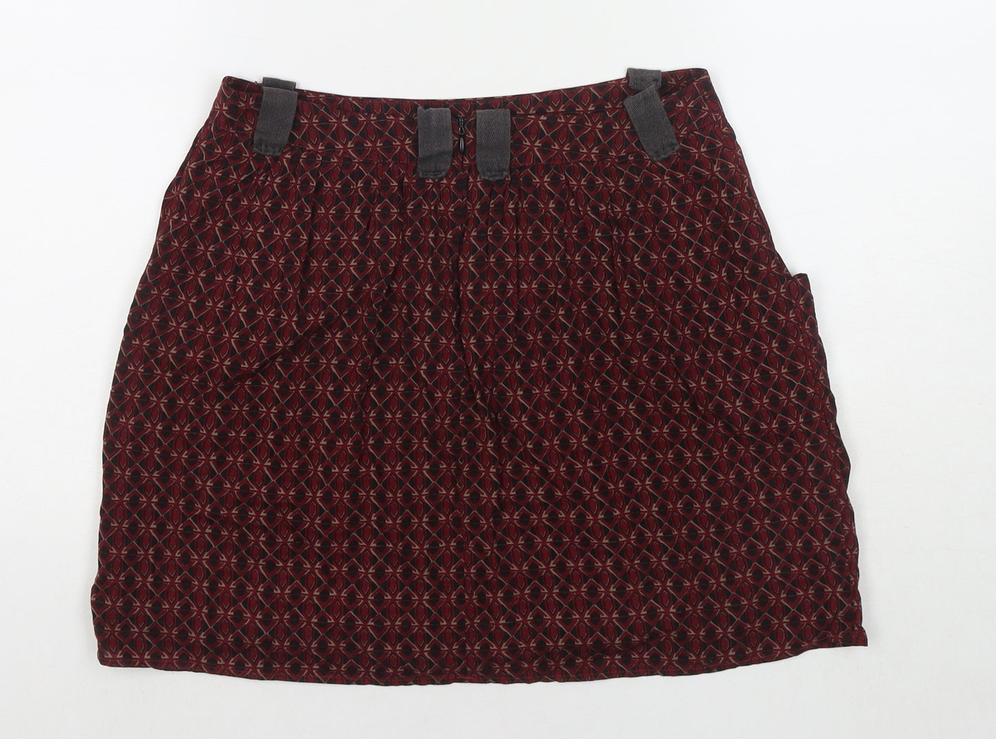 Camaieu Womens Red Geometric Polyester Skater Skirt Size 28 in Zip