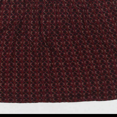 Camaieu Womens Red Geometric Polyester Skater Skirt Size 28 in Zip