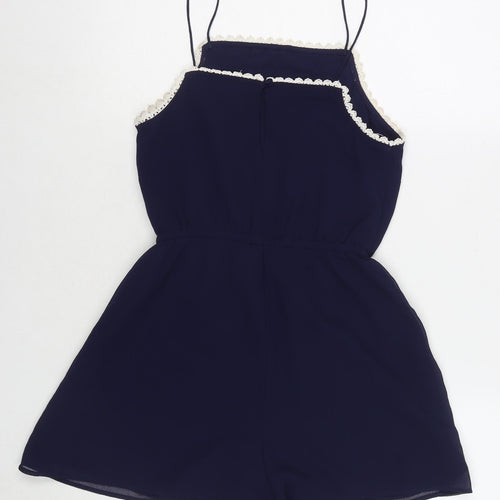 Miss Selfridge Womens Blue Geometric Polyester Playsuit One-Piece Size 6 L3 in Button